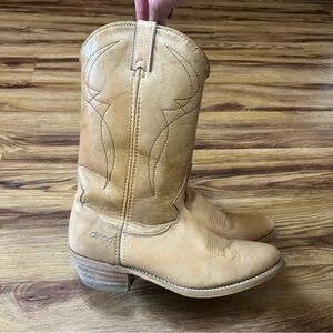 Vintage Dingo 5917 Men's Cream Leather Western Cowboy Boots Size 9D